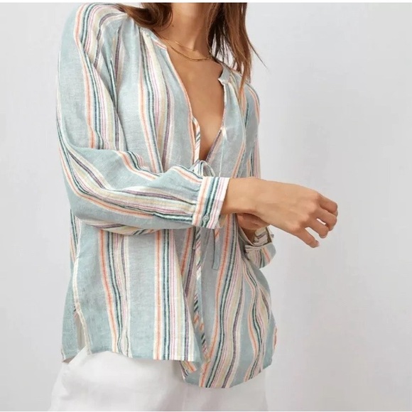RAILS Vibrant Multicolored Linen Blend Womens Top Retail: $168 - Picture 2 of 6